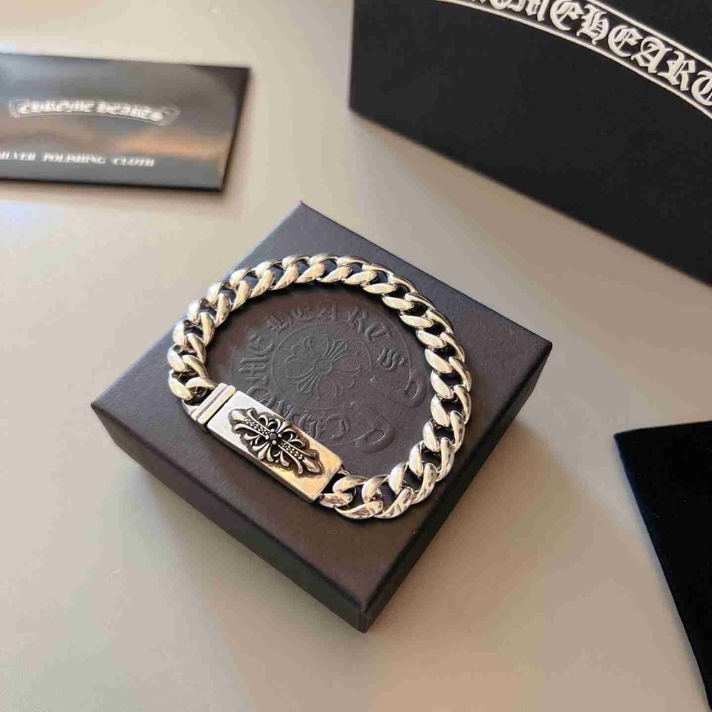 Chrome Hearts Silver Curb Chain Bracelet